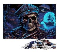 Puzzle 1000 Pieces Jigsaw Pirate Skeleton Challenging Puzzles Family Fun Activity, Brain Challenge, for Teenager 26X38CM/10.23x14.96inch