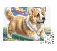 Puzzle 1000 Pieces Jigsaw - Playful Corgi on Grass, Pet Impossible Challenge for Adults, Educational Game & Home Decoration, 70x50cm/1000pcs