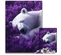 Puzzle 1000 Pieces Jigsaw Polar Bear in Lavender Cardboard Jigsaw Puzzles for Age 14+ Educational Challenge Fun Activities at Home, Birthday Gifts, Travel Gifts 26X38CM