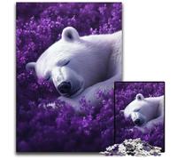 Puzzle 1000 Pieces Jigsaw Polar Bear in Lavender Wooden Jigsaw Puzzles for Age 14+ Educational Challenge Fun Activities at Home, Birthday Gifts, Travel Gifts 50X75CM