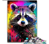 Puzzle 1000 Pieces Jigsaw Psychedelic Animal Raccoon Puzzle for Teenagers, Couples, And Friends for Birthdays, Christmas (size : 26x38cm)