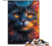 Puzzle 1000 Pieces Jigsaw Psychedelic Art Cat Wooden Jigsaw Puzzles DIY Home Decor Brain Teaser Game for Teenagers (Size 26x38cm)