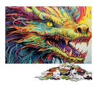 Puzzle 1000 Pieces Jigsaw Psychedelic Art Dragon Challenging Puzzles Family Fun Activity, Brain Challenge, for Teenager 26X38CM/10.23x14.96inch