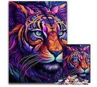 Puzzle 1000 Pieces Jigsaw Psychedelic Art Tiger Challenging Puzzles Family Fun Activity, Brain Challenge, for Teenager 50x75CM/19.68x29.52inch