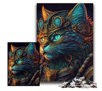 Puzzle 1000 Pieces Jigsaw Psychedelic Cat Warrior 1000 Piece Jigsaw Toys Gift Educational Intellectual Decompressing Fun Family Game Size 26x38cm