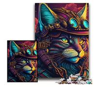 Puzzle 1000 Pieces Jigsaw Psychedelic Cat Warrior Jigsaw Puzzles for Adults 1000 for Teenagers Educational Games Gifts Size 26x38cm