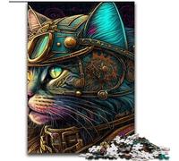 Puzzle 1000 Pieces Jigsaw Psychedelic Cat Warrior Wooden Jigsaw Puzzles for Teenager & Family Fun, (Size 50x75 cm)