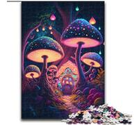 Puzzle 1000 Pieces Jigsaw Psychedelic Mushrooms Made of Wood, for Parents, Lovers, Friends - Age 14+ 50x75cm Engaging Family Game Night Activity