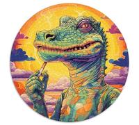 Puzzle 1000 Pieces Jigsaw Psychedelic Nile Crocodile Jigsaw Puzzles for Adults Family Game Night Fun, DIY Decorative Artwork (67.5x67.5cm)
