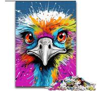 Puzzle 1000 Pieces Jigsaw Psychedelic Ostrich Puzzles for Adults size 26x38cm Relax & Challenge, Colorful Home Decor Art, for Friends