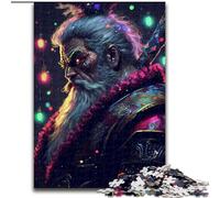 Puzzle 1000 Pieces Jigsaw Punk Santa Made of Wood, Perfect Christmas & New Year Gift, 50x75cm Brain Teaser Game for Teenagers, Perfect
