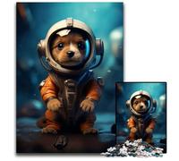 Puzzle 1000 Pieces Jigsaw Puppy Astronaut Wooden Puzzles Creative Family GameHome Decor for Teenagers 1000 PCS(75x50cm)