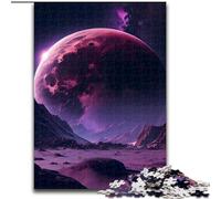 Puzzle 1000 Pieces Jigsaw Purple Moon from The Space Made of Wood, Ideal for Home & Office Decor, for Birthday 50x75cm Birthday Party for Men Women