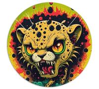 Puzzle 1000 Pieces Jigsaw Raging Leopard 1000 Piece Round Jigsaw Puzzle Brain Challenge, for Teenagers & Home Decor 67.5x67.5cm