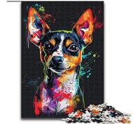 Puzzle 1000 Pieces Jigsaw Rat Terrier Dog Art Made of Wood, for Parents, Lovers, Friends - Age 14+ 50x75cm Engaging Family Game Night Activity