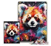 Puzzle 1000 Pieces Jigsaw Red Panda Art Graffiti Impossible Jigsaw Puzzles for Adults 26x38 cm Birthday Gift Idea, Challenging Brain Teaser Game