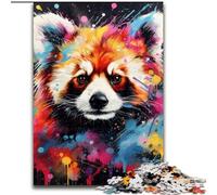 Puzzle 1000 Pieces Jigsaw Red Panda Art Graffiti Made of Wood, Unique DIY Home Decor Gift Idea 50x75cm Challenging & Entertaining, Family Activity