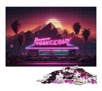 Puzzle 1000 Pieces Jigsaw Retro Neon Landscape Impossible Jigsaw Puzzles for Adults Family Activity, Brain Teaser, Home Decor, 26X38CM/10.23x14.96inch