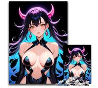 Puzzle 1000 Pieces Jigsaw Sexy Anime Demon Girl Portrait Impossible Jigsaw Puzzles for Adults Perfect for Christmas Halloween Easter New Year 1000 PCS(38x26cm)
