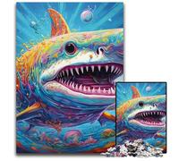 Puzzle 1000 Pieces Jigsaw Shark Challenging Puzzles Family Fun Activity, Brain Challenge, for Teenager 50x75CM/19.68x29.52inch