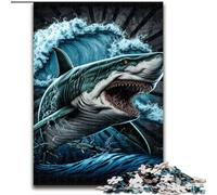 Puzzle 1000 Pieces Jigsaw Shark Colorful Made of Wood, Perfect Christmas & New Year Gift, 50x75cm Brain Teaser Game for Teenagers, Perfect