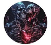 Puzzle 1000 Pieces Jigsaw Skull Heart Round Puzzles for 1000 Piece Perfect for Christmas, Halloween, Easter, New Year 1000pcs (67.5x67.5cm)