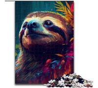 Puzzle 1000 Pieces Jigsaw Sloth Colorful Made of Wood, for Parents, Lovers, Friends - Age 14+ 50x75cm Engaging Family Game Night Activity