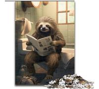 Puzzle 1000 Pieces Jigsaw Sloth Reading Newspaper 1000Pc Adults Jigsaw Puzzle, Ideal for Office, Bedroom, Living Room Decor (Szie 50x75 cm)
