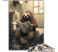 Puzzle 1000 Pieces Jigsaw Sloth Reading Newspaper cardboard Jigsaw Puzzles for Adults size 26x38cm for Home Decor & Holiday Fun