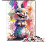 Puzzle 1000 Pieces Jigsaw Smiling Cute Bunny Jigsaw Puzzle Made of Wood,Relaxing Entertainment, Home Decor 1000pcs(50x75cm)