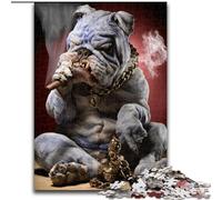 Puzzle 1000 Pieces Jigsaw Smoking Bulldog Puzzle Perfect for Teenagers, Family Bonding, Brain Teaser & DIY Home Decor Gift (size 26x38cm)