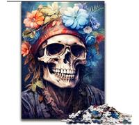 Puzzle 1000 Pieces Jigsaw Soulful Harmony Skull Puzzles for Adults Family Fun Craft, Perfect for Birthdays, Holidays Size 26X38CM