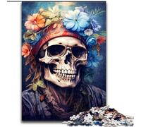 Puzzle 1000 Pieces Jigsaw Soulful Harmony Skull Puzzles for Adults Family Fun Craft, Perfect for Birthdays, Holidays Size 50X75CM