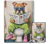 Puzzle 1000 Pieces Jigsaw Staffordshire Bull Go Toilet Jigsaw Puzzles for Adults DIY Decoration, Brain Challenge, for Adult, Family, 26X38CM/10.23x14.96inch