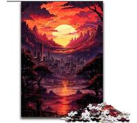 Puzzle 1000 Pieces Jigsaw Sunset over The City with Trees Jigsaw Puzzle Made of cardboard, for Parents, Lovers, Friends - Age 并不想+ 1000pcs(26x38cm)