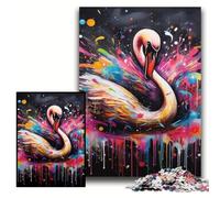 Puzzle 1000 Pieces Jigsaw Swan Graffiti Painting 1000 Piece Jigsaw Toys Gift Educational Intellectual Decompressing Fun Family Game Size 50x75cm