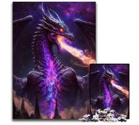 Puzzle 1000 Pieces Jigsaw The Cosmic Dragon King Wooden Jigsaw Puzzles Challenging Brain Teaser for Teenagers, Family Fun Interactive Game 50x75CM/19.68x29.52inch