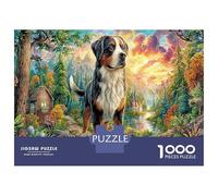 Puzzle 1000 Pieces Jigsaw - The Dog on The Path Beside The Cabin in The Woods, Pet Impossible Challenge for Adults, Educational Game & Home Decoration, 38x26cm/1000pcs