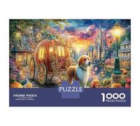Puzzle 1000 Pieces Jigsaw - The Little Dog Beside The Pumpkin Carriage Challenging Wildlife Home Decoration Educational Games 38x26cm/1000pcs