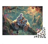 Puzzle 1000 Pieces Jigsaw - Tiger Cub Resting on Tree Branch, Wildlife Impossible Challenge for Adults, Educational Game & Home Decoration, 38x26cm/1000pcs