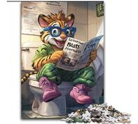 Puzzle 1000 Pieces Jigsaw Tiger Go Toilet Made of Wood, Perfect for Birthday, Christmas 50x75cm for Home Decor, Brain Training