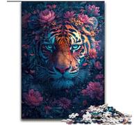Puzzle 1000 Pieces Jigsaw Tiger in The Flower Jigsaw Puzzle Made of Wood, for Parents, Lovers, Friends - Age 并不想+ 1000pcs(50x75cm)
