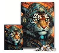 Puzzle 1000 Pieces Jigsaw Tiger Warrior Challenging Puzzles Challenging Brain Teaser for Teenager, Family Game Night Fun Size 50x75cm