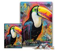 Puzzle 1000 Pieces Jigsaw Toucan Graffiti Painting Impossible Jigsaw Puzzles for Adults 26x38 cm Birthday Gift Idea, Challenging Brain Teaser Game