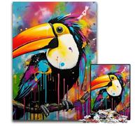 Puzzle 1000 Pieces Jigsaw Toucan Graffiti Painting Puzzles for Adults Relax & Challenge, Colorful Home Decor Art, for Friends 26X38CM/10.23x14.96inch