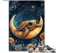 Puzzle 1000 Pieces Jigsaw Turtle on The Moon Made of cardboard, Ideal for Home & Office Decor, for Birthday size 38x26CM Birthday Party for Men Women