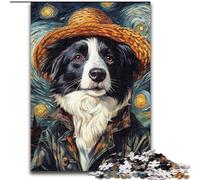 Puzzle 1000 Pieces Jigsaw Van Gogh Border Collie Difficult Puzzles for Adults size 26x38cm Perfect for Family Fun on Christmas, Thanksgiving, Birthdays & Easter