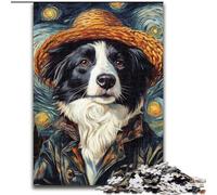 Puzzle 1000 Pieces Jigsaw Van Gogh Border Collie Difficult Puzzles for Adults size 50x75cm Perfect for Family Fun on Christmas, Thanksgiving, Birthdays & Easter