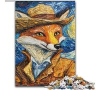 Puzzle 1000 Pieces Jigsaw Van Gogh Fox Wooden Jigsaw Puzzles DIY Home Decor Brain Teaser Game for Teenagers (Size 50x75cm)
