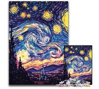 Puzzle 1000 Pieces Jigsaw Van Gogh Night Sky Wooden Jigsaw Puzzles for Age 14+ Educational Challenge Fun Activities at Home, Birthday Gifts, Travel Gifts 50X75CM